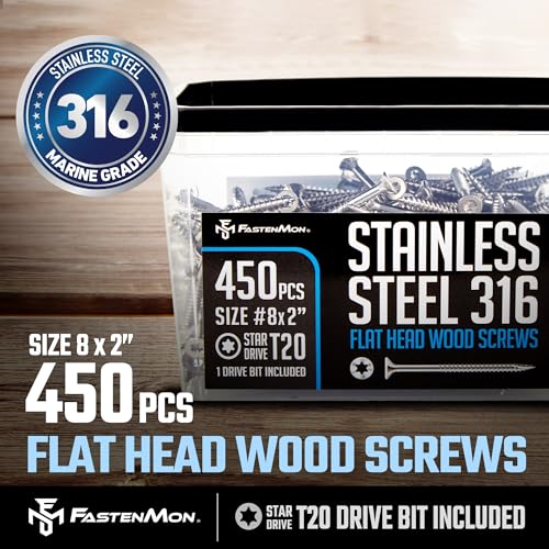 316 Stainless Steel Deck Screws, #8 x 2, 450 PCS - size: #8 x 2", style: 450 PCS