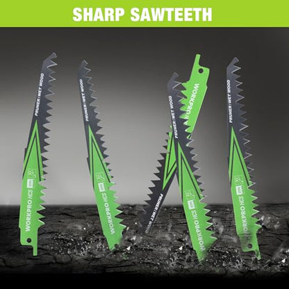 WORKPRO 6" Wood Pruning Reciprocating Saw Blade Set, 5TPI, 5-Piece - size: 6 Inch