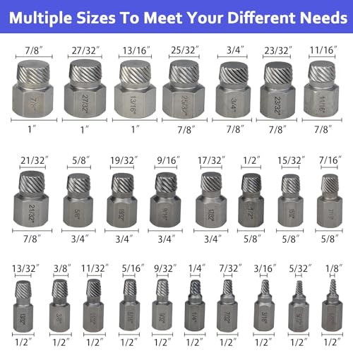 25 PCS Screw Extractor Set, Bolt Remover Tools for Stripped Broken Bolts