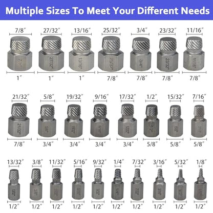 25 PCS Screw Extractor Set, Bolt Remover Tools for Stripped Broken Bolts