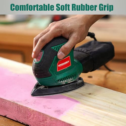 HYCHIKA Detail Sander, 14,000 OPM Compact Electric Sander Tool with 12 Pcs Sandpapers,Efficiency Dust Collection System,Suitable for Tight Spaces Sanding,Polishing,Removing Paint in Home Decoration - style: Sander