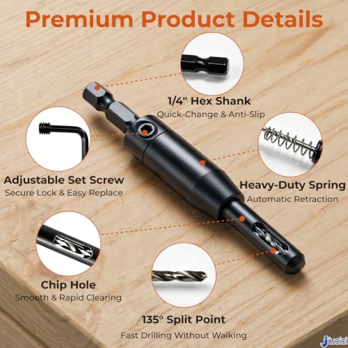 Upgraded Self-Centering Hinge Drill Bit, VIX Bit Set, High Speed Steel - color: Black, size: 3 Pieces