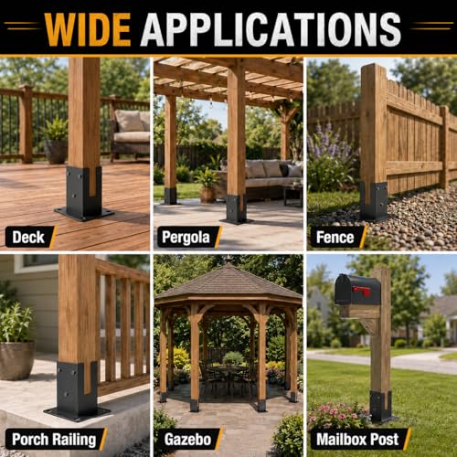 8 Pcs 4"× 4" Post Base (Inner Size 3.5"x3.5") Post Brackets - size: 8P*Post Base