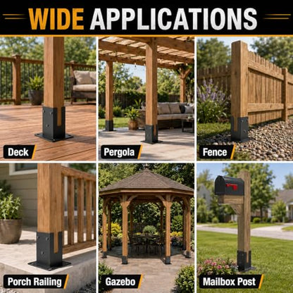 4 Pcs 4"× 4" Post Base (Inner Size 3.5"x3.5") Post Brackets - size: 4P*Post Base