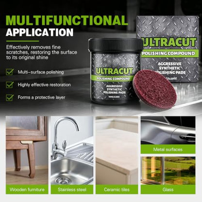 Surface Restoration Polish with Pad, Ultracut Restoration Polish, Multi-Purpose Surface Repair and Polishing Agent, Multi-Surface Scratch Remover, Polishing & Surface Protection