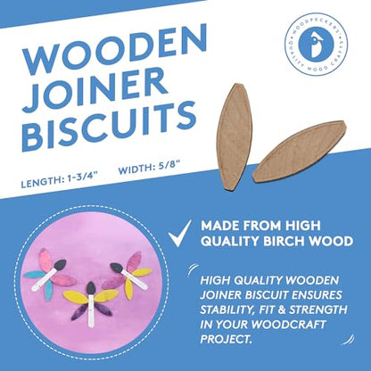Wooden Joiner Biscuits, Size 0, Pack of 100 Pieces, Premium Birch Wood Joining Biscuits for Strong & Precise Joints - size: Size 0