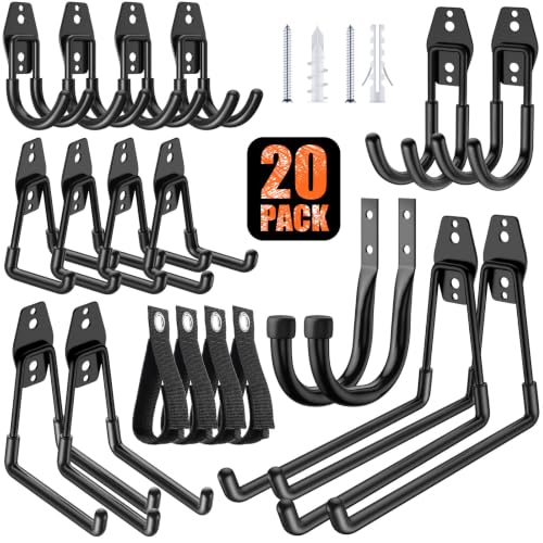 20-Pack Garage Hooks for Storage & Hanging Items, Save Space - color: 20 Pack Black
