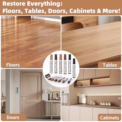 Wooden Furniture Floor Scratch Repair Markers, Wood Touch Up Markers with Sharpener, Furniture Touch Up Pens for Wood Floors, Tables, Cabinets, Doors, Quick