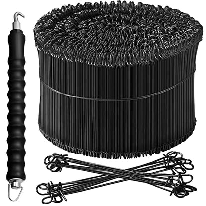 1001 Pcs Double Loop Rebar Wire Bar Ties 6 Inch 16 Gauge Rebar Wire with Automatic Twister Tying Tool for Securing(Black) - color: Black