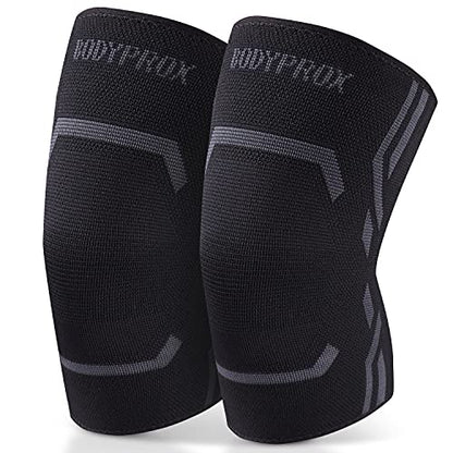 Bodyprox Knee Compression Sleeve for Men and Women (2 Pack), Knee Support Brace for Running and Work out (Medium) - size: Medium