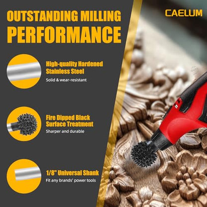 CAELUM Sphere Carbide Rotary Burr 1 Pcs, 1/8" Very Coarse Wood Carving Kit - color: Sphere