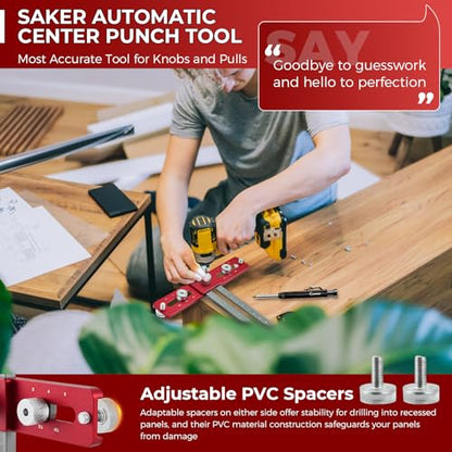 Saker Cabinet Hardware Jig, Cabinet Handle Doweling Template Tool - size: 5" Jig Saw with pencil