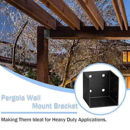 2pcs Pergola Wall Mount Bracket,11 Gauge(3 mm Thick),Universal Fit (2, 6X6)
