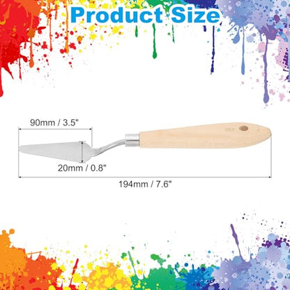 PATIKIL Art Spatula, No.8 20mm Stainless Steel Flexible Palette Knife Painting Knife Painting Spatula Oil Painting Mixing Scraper with Wood Handle for Canvas Acrylic Painting, Brown - style: No.8