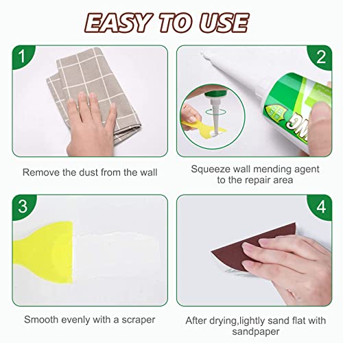 Drywall Repair Kit, 2 Pcs Spackle Wall Repair Patch Kit, Wall Mending Agent Quick and Wall Surface Hole Fill Quick and Easy Solution (2 Pack) - color: 2 Pack