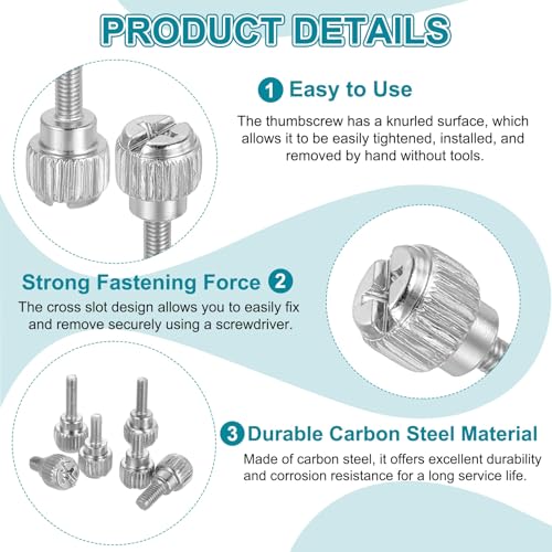 MECCANIXITY 20 Pcs M3x10mm PC Computer Case Thumbscrews, Carbon Steel Nickel Plated Knurled Thumb Screws Bolts Fasteners for Computer Cover, Motherboard, Fan, Power Supply, Silver - color: Silver, size: M3x10mm