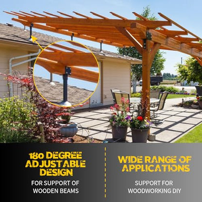 Roof Riser Bracket Kit,Adjustable Angle Roof Riser for 4 x 4(Actual:3.5" x 3.5") Lumber,Heavy Duty Steel Roof Riser Beam Bracket for Outdoor Pergola,Porch,Log Cabin with Screws - 1Pack - size: 4in-1Pack