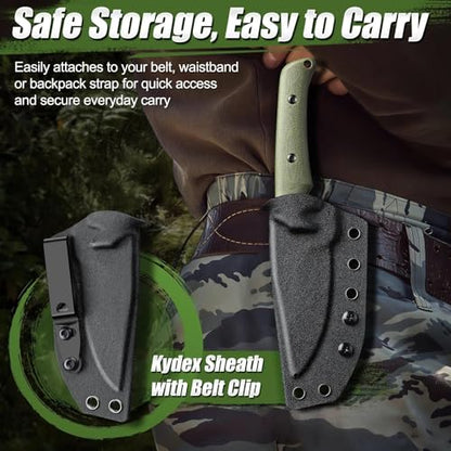 Purple Dragon Fixed Blade Knife - Full Tang Hunting Knife Green - size: 3 inch
