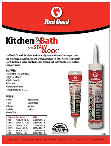 Red Devil 075522 Kitchen & Bath Stain Block Sealant, 12-Pack, Biscuit, 12 Pack - color: Biscuit, size: 12 Pack, style: 5.5 oz.