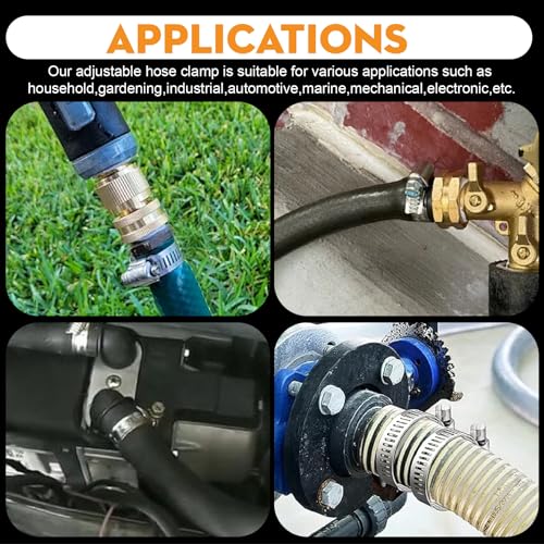 185PCS Stainless Steel Hose Clamp Assortment Kit + 10FT Metal Strap, 1/4"-2"(6-51mm) 304 Worm Gear Heavy Duty Clamps, Radiator Clamps for Automotive Fuel Line Plumbing, with 2 Tools & 8 Fasteners - size: 185 PCS +10FT Metal Strap + 8 Fasteners
