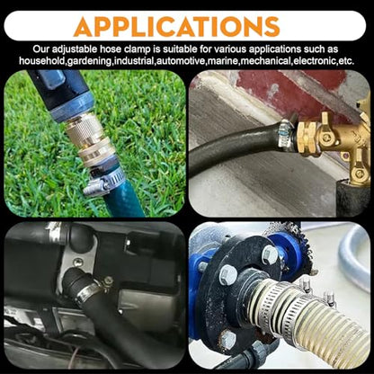 185PCS Stainless Steel Hose Clamp Assortment Kit + 10FT Metal Strap, 1/4"-2"(6-51mm) 304 Worm Gear Heavy Duty Clamps, Radiator Clamps for Automotive Fuel Line Plumbing, with 2 Tools & 8 Fasteners - size: 185 PCS +10FT Metal Strap + 8 Fasteners