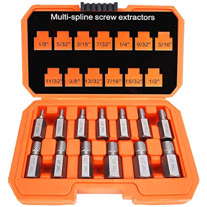 XEWEA 13Pcs Screw Extractor Set Multi-Spline Easy Out Bolt Extractor Kit, Chrome Molybdenum Alloy Steel Hex Head Bolt Remover Tool for Broken Stripped Rusted Bolts Screws Nuts - color: 13pcs