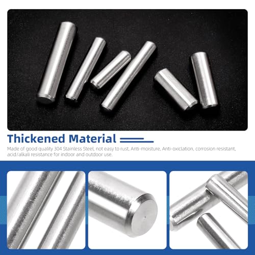 Glarks 60pcs 6/8/10mm Dowel Pins Kit, 12 Sizes 304 Stainless Steel Cylindrical Shelf Support Peg Pin Fasten Elements, Wood Bunk Bed Dowel Pins Shelf Pegs for Cabinet and Furniture Installation - size: M6 M8 M10