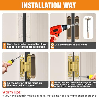 7" Hidden Door Hinge/Concealed Hinges,Invisible Hinges - color: Gold, size: 7 inches