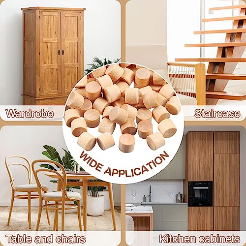 200-Piece Flat Head Wood Plugs - 3/8" & 5/16" Screw Covers (Wooden) - size: 5/16 Inch