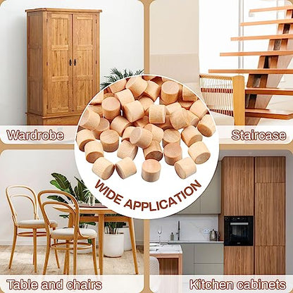 200-Piece Flat Head Wood Plugs - 3/8" & 5/16" Screw Covers (Wooden) - size: 5/16 Inch