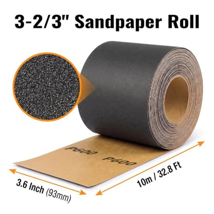 600 Grit Silicon Carbide Wet Dry Sandpaper Roll 11 Yards Long Sanding Sheet - size: 600 Grit