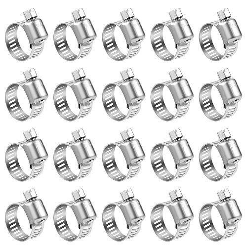 Hose Clamp, 20 Pack Stainless Steel Adjustable 6-12mm Size Range Worm Gear Fuel Line Clamp for Plumbing, Automotive And Mechanical Application - size: 6-12mm