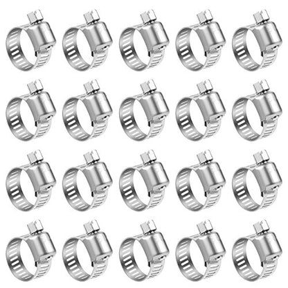 Hose Clamp, 20 Pack Stainless Steel Adjustable 6-12mm Size Range Worm Gear Fuel Line Clamp for Plumbing, Automotive And Mechanical Application - size: 6-12mm