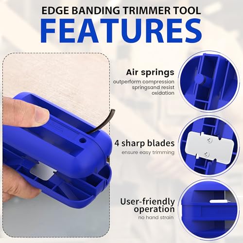 Edge Banding Trimmer,Tungsten Carbide Blades,Manual Woodworking Tool,Blue - color: Blue
