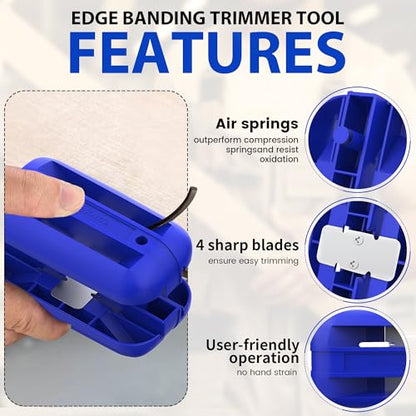 Edge Banding Trimmer,Tungsten Carbide Blades,Manual Woodworking Tool,Blue - color: Blue