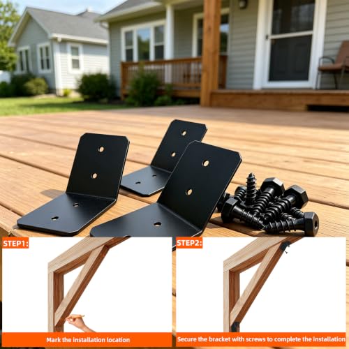 11"x5" Flush Inside 45 Degree Angle Bracket Connector Steel Tie Plate - 0.12" Thick Steel Joint Timber Connector for 6x6 8x8 10x10 Wood Post to Beam, Fixing Furniture(4Pack)