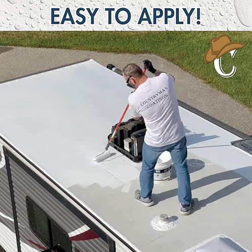 100% Silicone Roof Coating for RV & Flat Roofs, Light Gray, 4.75 Gallon - color: Gray