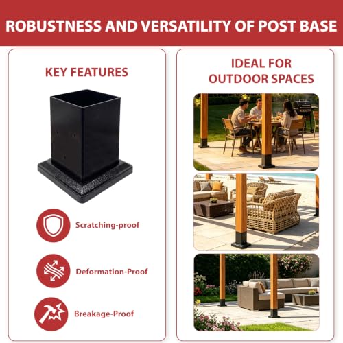 2 Pack 4x4 Post Base with Decorative Cover, Iron Deck Post Base - size: 4-Pc Kit: 2P Base+2P Base Cover