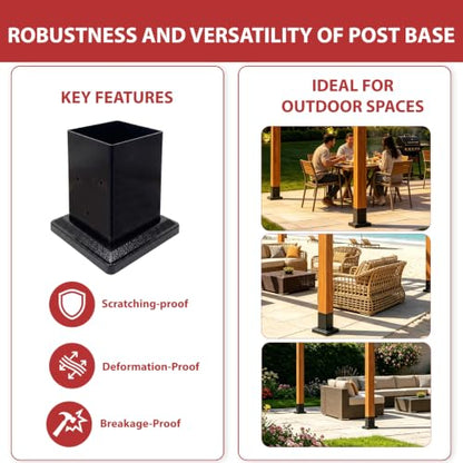 2 Pack 4x4 Post Base with Decorative Cover, Iron Deck Post Base - size: 4-Pc Kit: 2P Base+2P Base Cover