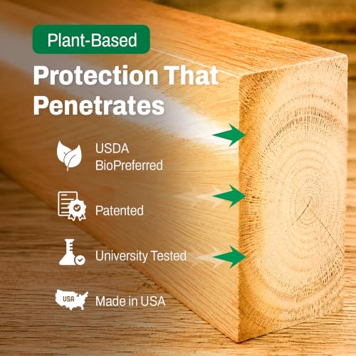 Smart BioHemp Plant-Powered 1-Quart Protectant, Protects Wood from Water & UV Rays, Penetrating Wood Treatment for Outdoor and Indoor Furniture, Marine, and Decking, 75-100 Sq. Ft of Coverage - size: Quart