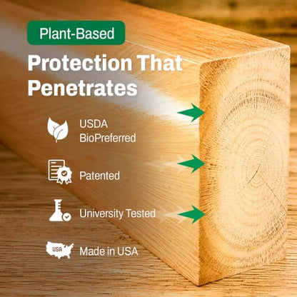 Smart BioHemp Plant-Powered 1-Quart Protectant, Protects Wood from Water & UV Rays, Penetrating Wood Treatment for Outdoor and Indoor Furniture, Marine, and Decking, 75-100 Sq. Ft of Coverage - size: Quart