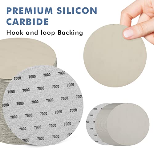 6 Inch 25 PCS 7000 Grit Sanding Disc Wet Dry Sandpaper Hook Loop Sand Paper - style: Grit 7000