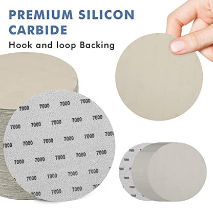 6 Inch 25 PCS 7000 Grit Sanding Disc Wet Dry Sandpaper Hook Loop Sand Paper - style: Grit 7000