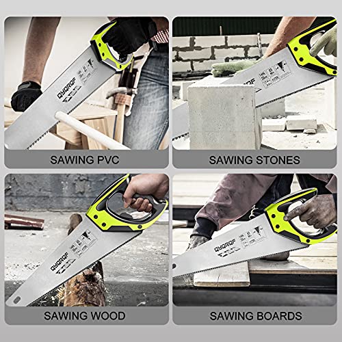 14 in. Pro Hand Saw, 11 TPI Fine-Cut Soft-Grip Hardpoint Handsaw Perfect for Sawing, Trimming, Gardening, Cutting Wood, Drywall, Plastic Pipes, Sharp Blade, Ergonomic Non-Slip Handle (green) - color: Green-14 Inch