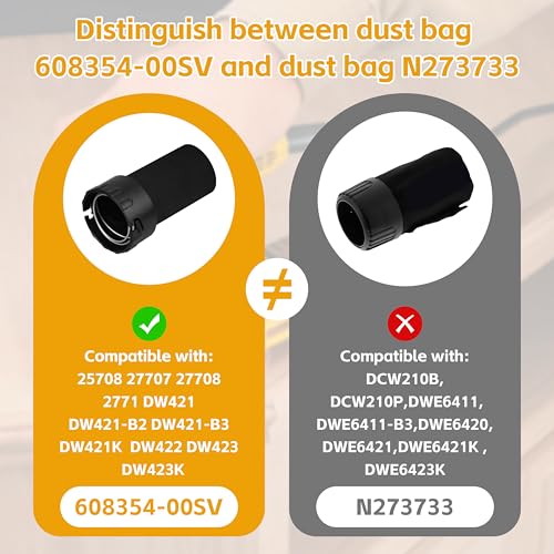 2Pcs 608354-00SV Dust Bag for DeWalt Orbital Sander D26451 D26453 DW421