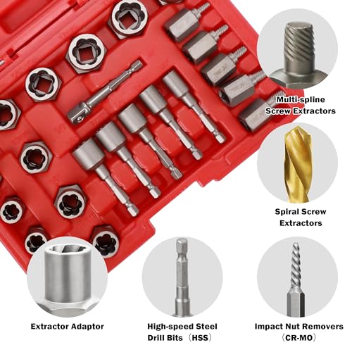 35Pcs Screw Bolt Extractor Set Left Hand Drill Bit with Hex Adapter - size: 35Pcs