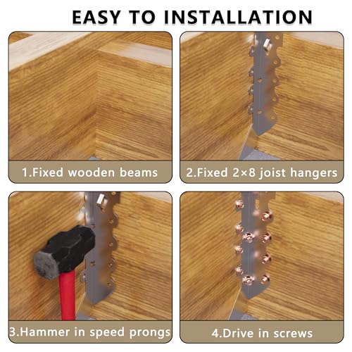 25 pcs 2x8 Joist Hangers with Screws, Galvanized Face Mount Hurricane Tie - size: Silver 2" x 8" Joist Hangers - 25 pcs