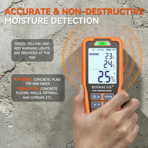 RDINSCOS Rechargeable Moisture Meter for Wood, Walls & Hardwood (Orange) - color: Orange