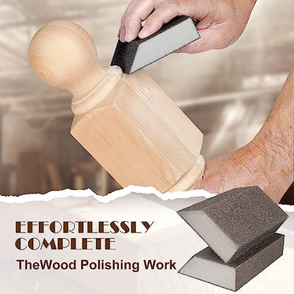 8pcs Angled Sanding Blocks Assortment Kit, Sponge Sand Block Washable and Reusable, Wet & Dry Sandpaper Block for Wood Metal Drywall and Furniture Paint - 60/80/100/120 Grit - size: 60/80/100/120 Girts