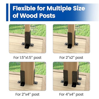 Muzata 8Pack Adjustable Post Base Brackets for Heavy Duty Wood Fence WT32